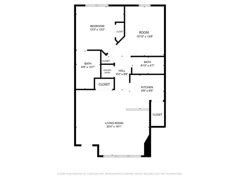 Floor plan for 2 beds, 2 baths